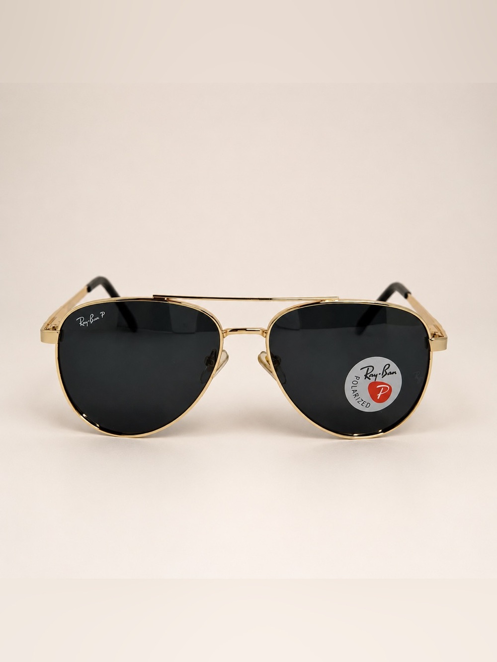 Ray-Ban Polarized Aviator Sunglasses Gold Frame Black Lenses